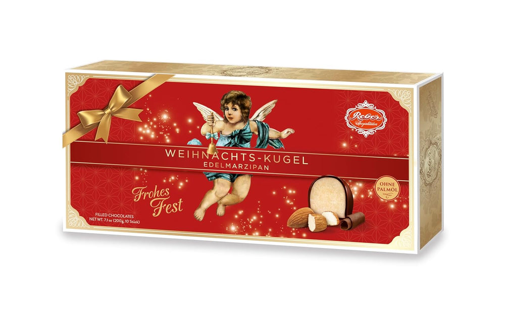 Reber Mozartkugeln mit Zartbitterschokolade, 6er Pack mit Marzipan und Nougat, vegan – 1 x 120 g