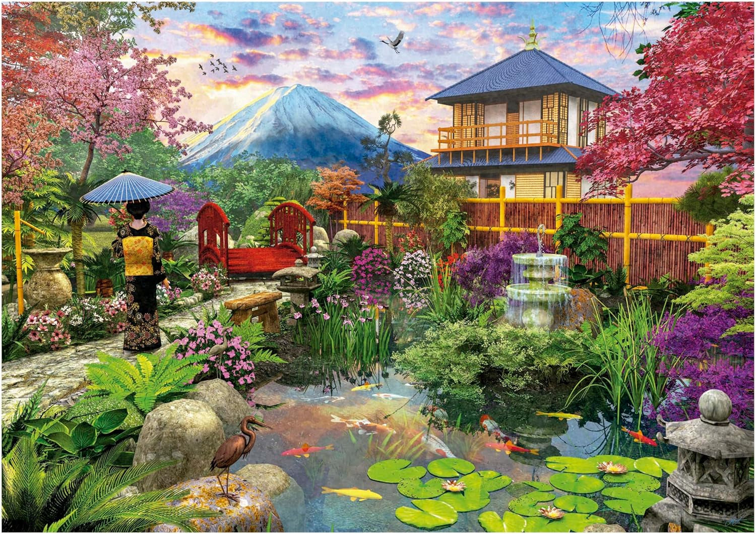 Educa - Puzzle mit 1500 Teilen für Erwachsene | Der japanische Garten. Abmessungen: 85 x 60 cm. Inklusive Fixpuzzle-Puzzlekleber. Seit 14 Jahren (19937) Puzzle Naty Shop