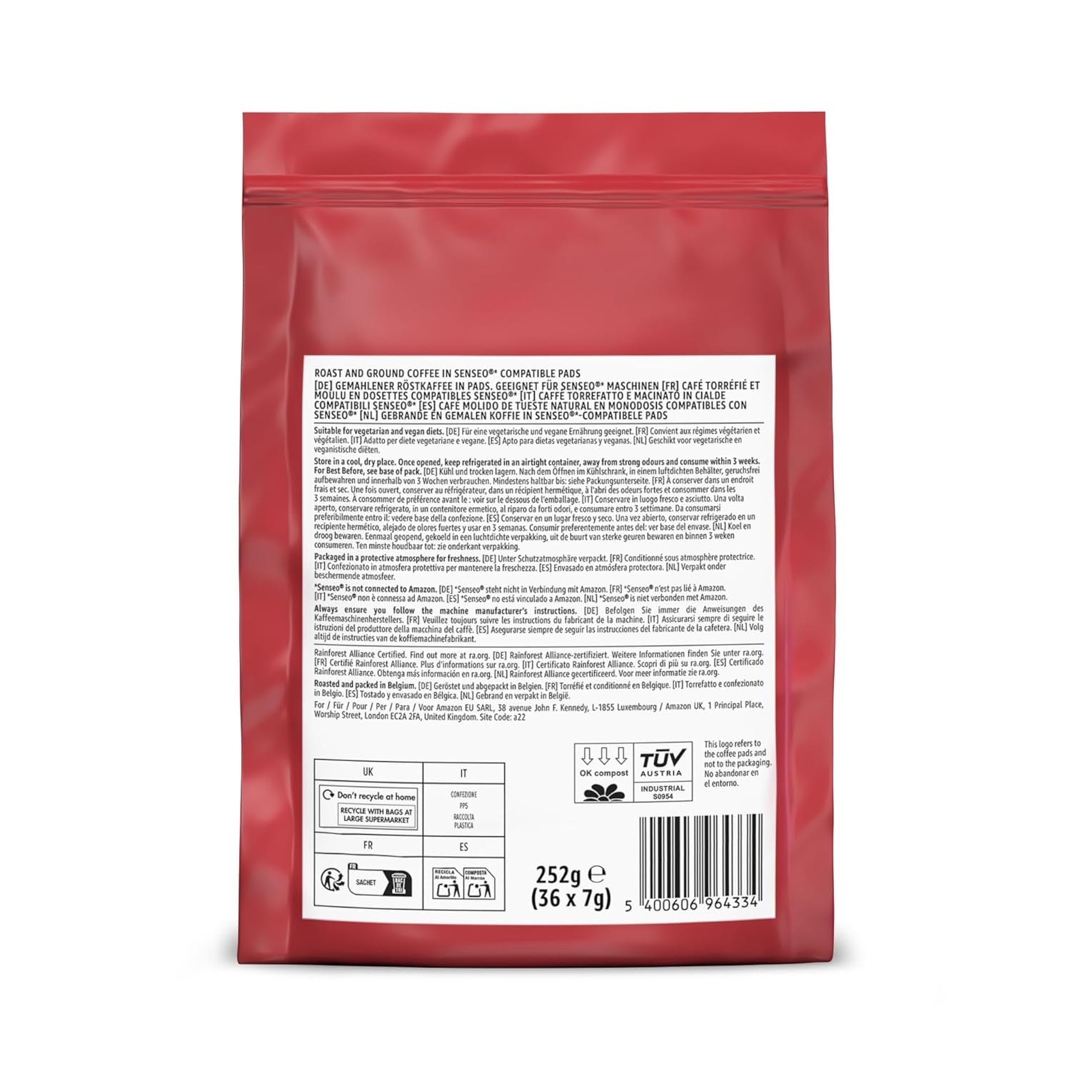 by Amazon Klassische Kaffeepads aus 100% Arabica, geeignet für Senseo-Maschinen, 36 Stück (1 Packung mit 36 Stück) – Rainforest Alliance-zertifiziert