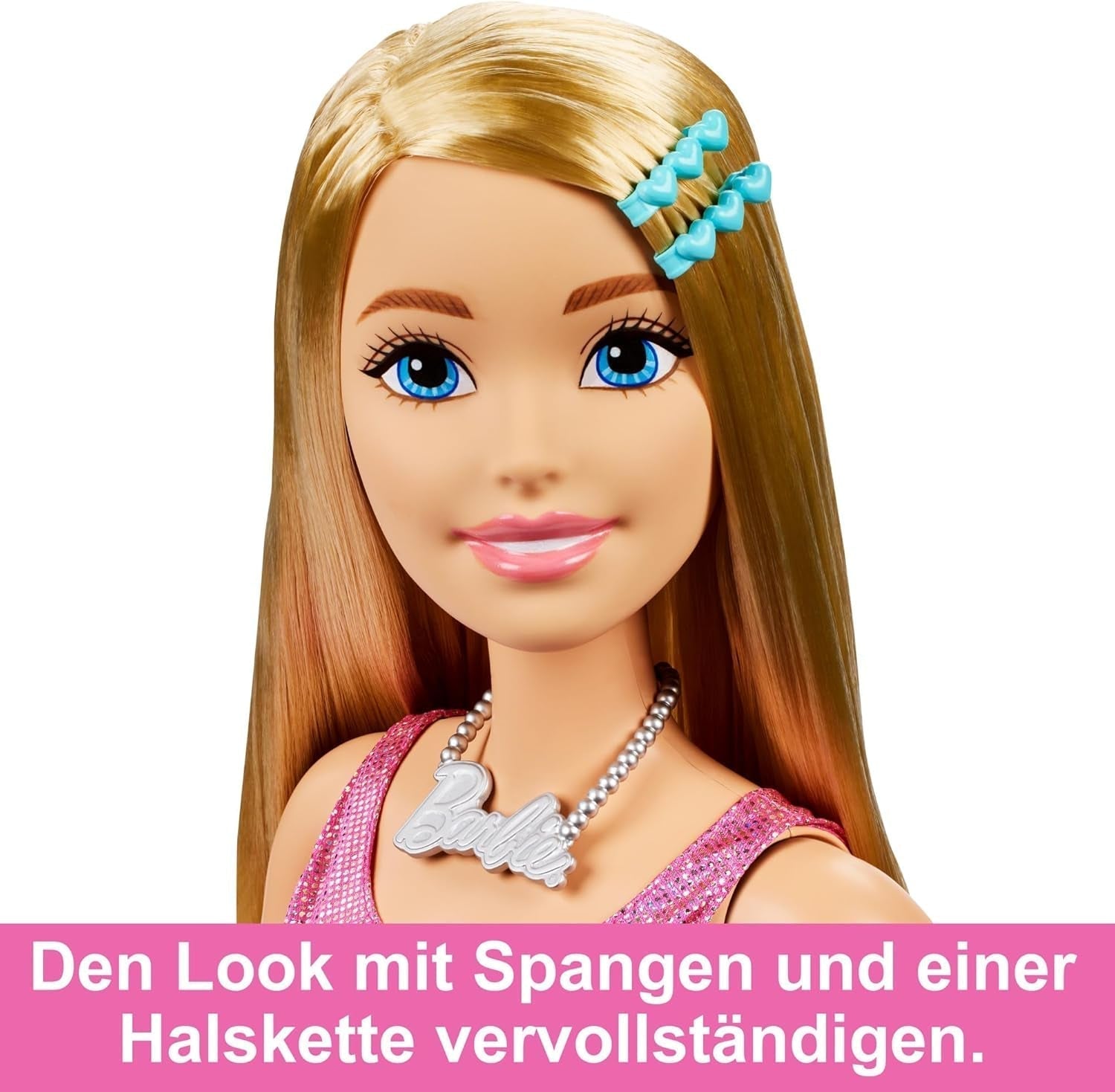 Extra große Barbie-Puppe (71 cm) – rosa Kleid, blondes Haar mit Haarspange und Halskette, Geschenk für Kinder ab 3 Jahren, HJY02 Dolls Naty Shop