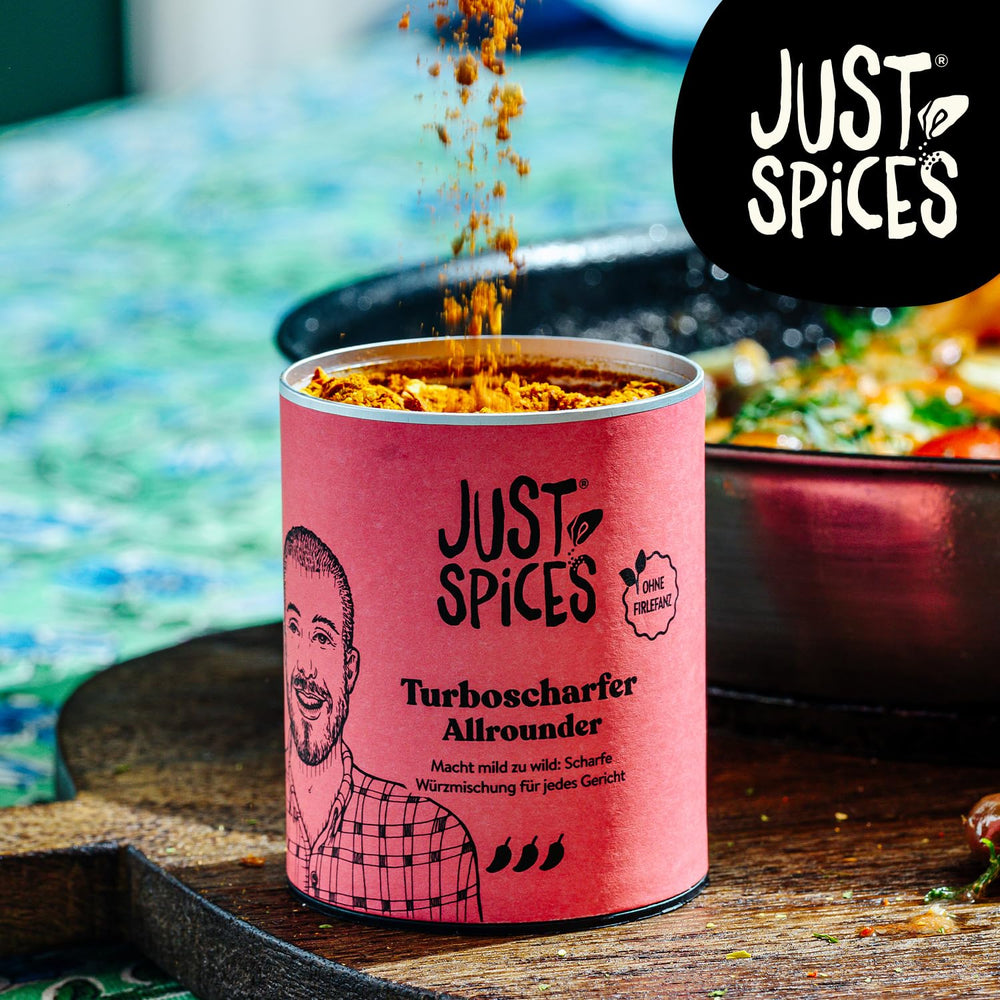 Just Spices Turbo Sharper Allrounder I Mehr Wumms für jedes Gericht mit dreifach Chili I Gewürzdose, 61 g
