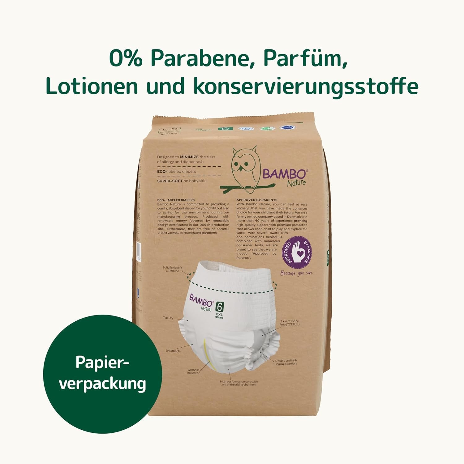 Bambo Nature Babywindeln, Größe 6 (15+ kg) – Monatsbox mit 90 Stück | Säuglingswindeln mit verbessertem Auslaufschutz | Maximaler Komfort und Freiheit für aktive Kinder | Dermatologisch getestete Windeln
