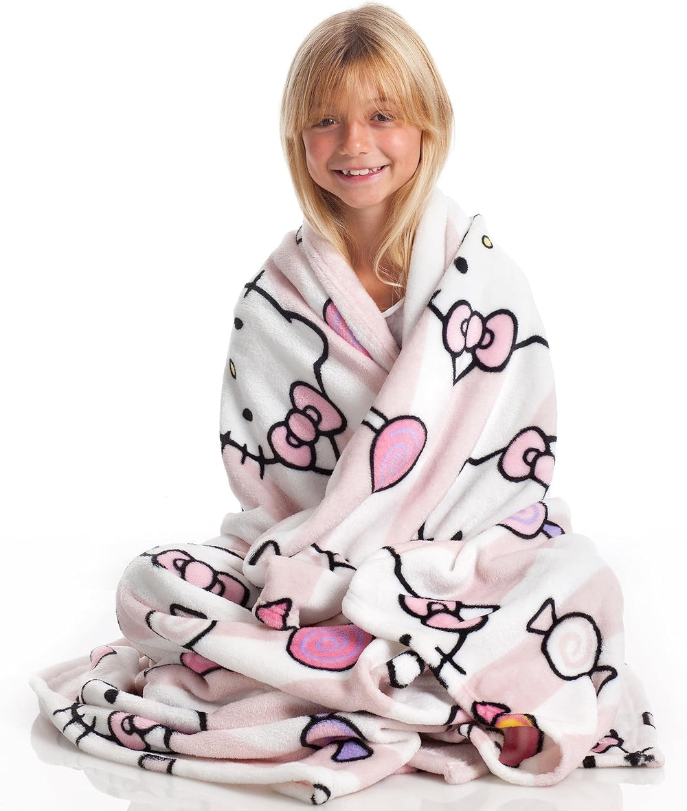 Hello Kitty Tagesdecke, rosa, weiche Decke 130 x 170 cm, Tagesdecke aus Mikrofaser oder Sofa-Tagesdecke. Qualität mit Ökotex-Zertifikat, Sanrio Beds and Blankets Besuchen Sie den Kanguru-Store