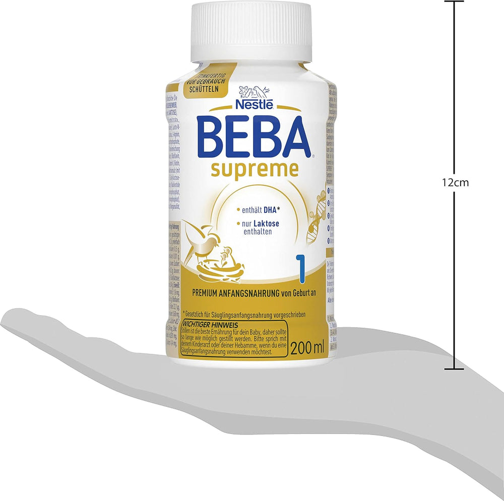 BEBA Nestlé BEBA SUPREME 1 Säuglingsmilch: trinkfertige Flaschen mit Omega 3, 4er Pack (1 x 200 ml)