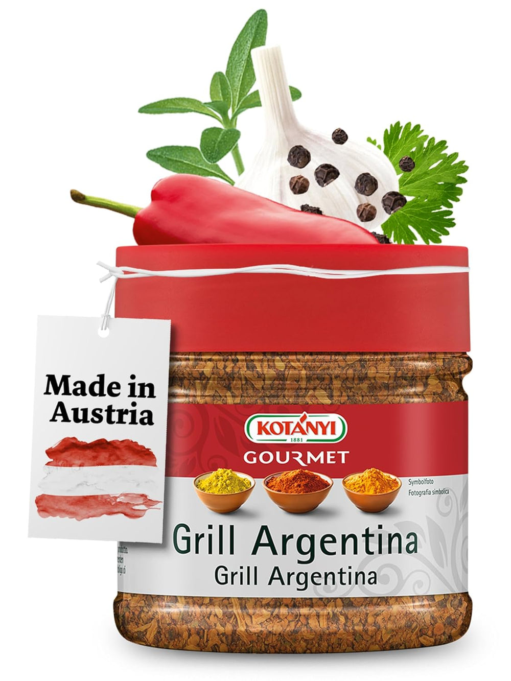 Kotanyi Gourmet Grill-Argentina Gewürzzubereitung, mit Paprika, Pfeffer, Koriander und mehr, fruchtig-würzig, 400ccm, 285 g