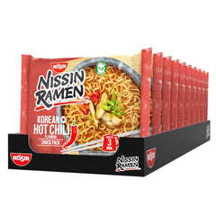 Nissin Ramen – Korean Spicy Chili, 10er-Pack Instant-Nudeln nach asiatischer Art, basierend auf einem koreanischen Rezept, schnell und einfach asiatisches Essen zuzubereiten (10 x 65,2 g)