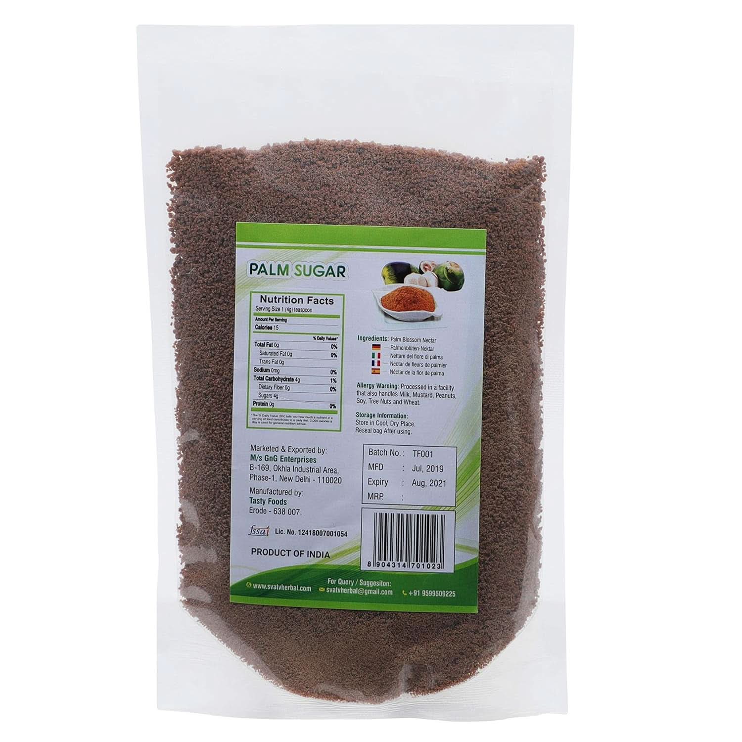 SVATV Braunes Palmzuckerpulver, 227 Gramm Süßstoffe Naty Shop