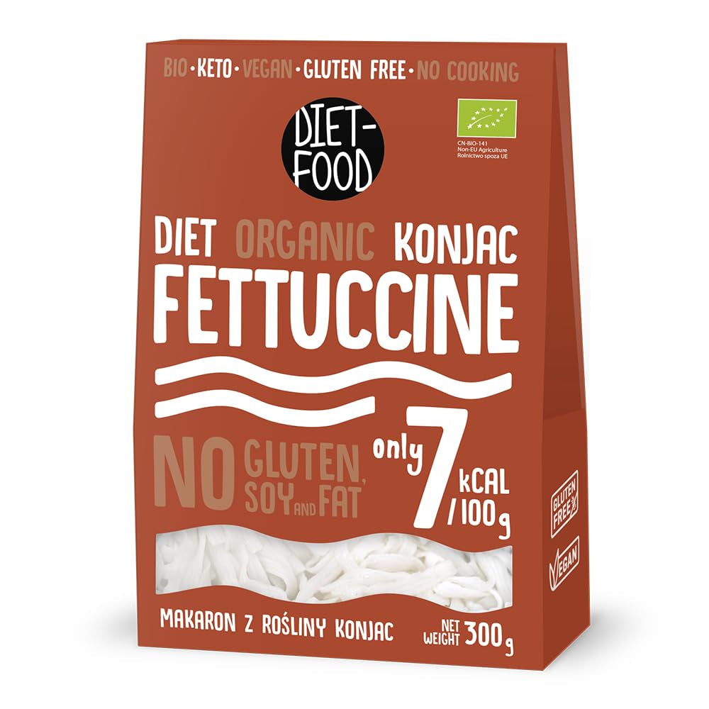 Fettuccine Konjac Nudeln Bio Shirataki Diät-Lebensmittel – 300 g, kohlenhydratarm, zuckerfrei, Keto, vegan, kalorienarm, glutenfrei und eifrei, hergestellt aus Konjac-Mehl