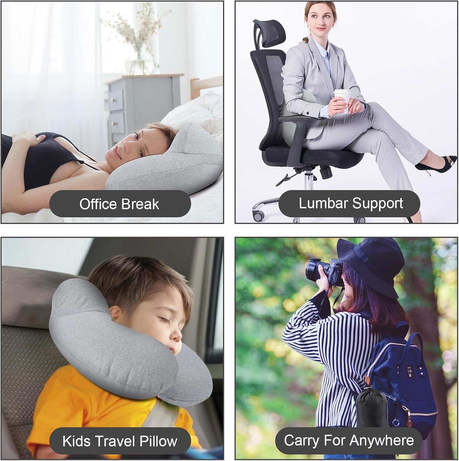 Aiqinu Pernă gonflabilă pentru gât Pernă de călătorie, Compact Quick Neck Pillow gonflabil cu capac de pernă lavabil pentru călătorii cu mașina, avionul, trenul, biroul, familia Perne calatorie Naty Shop
