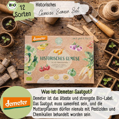 Bio-Gemüsesamen-Set – 12 Sorten Demeter-Gemüsesamen | Seltene und familiäre Gemüsesamen, alle frei bestäubt | Familiengemüsesorten für Balkone, Hochbeete, Gärten und Geschenke | Liebespflanzen