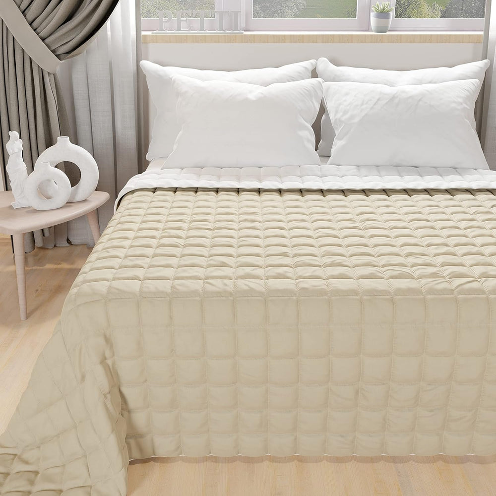 PETTI Artigiani Italiani - Cuvertură pentru pat single, cuvertură cu două fețe, cuvertură de primăvară, albastru miezul nopții, alb, 100% Made in Italy Plapumi si pilote Naty Shop Albastru Dimensiune pat 120 (220X260 Cm)