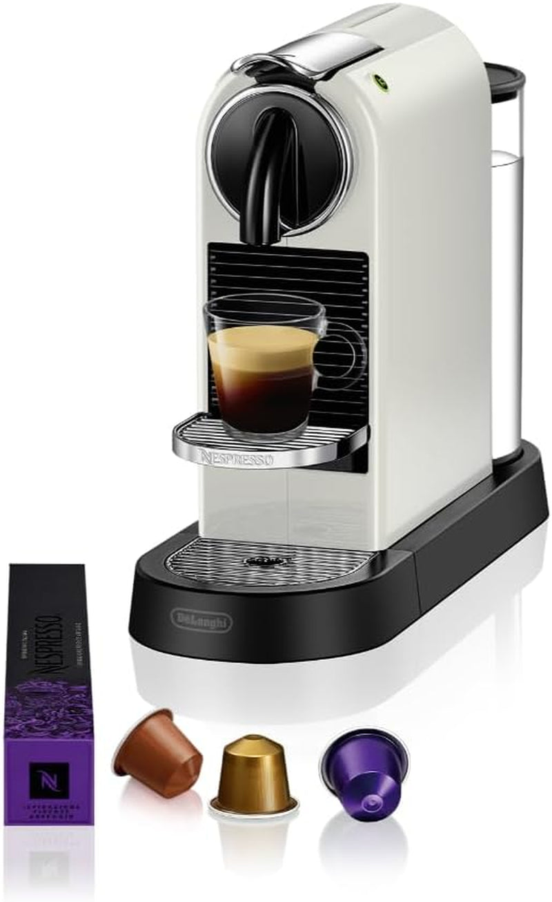 Espressor cu capsule Nespresso EN167.W Citiz, pompă de înaltă presiune și control ideal al temperaturii, fără Aeroccino (spumator de lapte), funcție de economisire a energiei, 1260 W, alb-crem, 37,4 x 11,9 x 25,5 cm