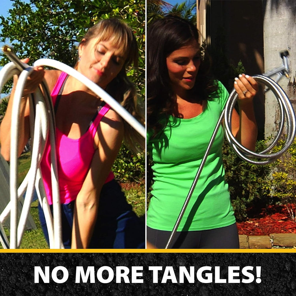 Furtun de grădină de 30 m, furtun de apă metalic din oțel inoxidabil 304, 30 m, furtun flexibil, anti-îndoire, ultra-ușor și durabil, rezistent la rupere, ușor de înfășurat, 500 PSI