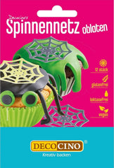DECOCINO Halloween 3D Spinnennetz essbare Waffeln 12 Stück Streusel Naty Shop Spinnennetze