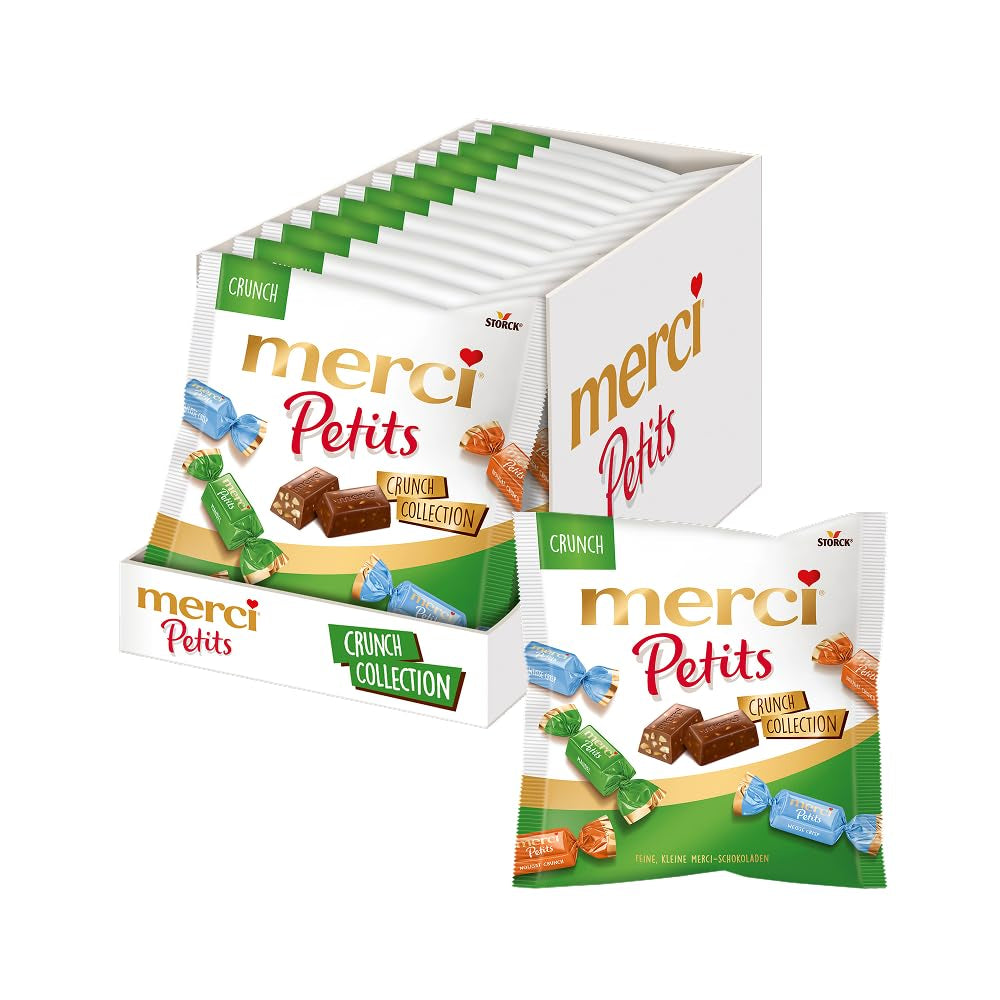Merci Petits Kaffeecreme – 12 x 125 g – kleine weiße Schokoladenpralinen auf feiner Schokolade mit Kaffeecreme – einzeln verpackte Schokoladenpralinen