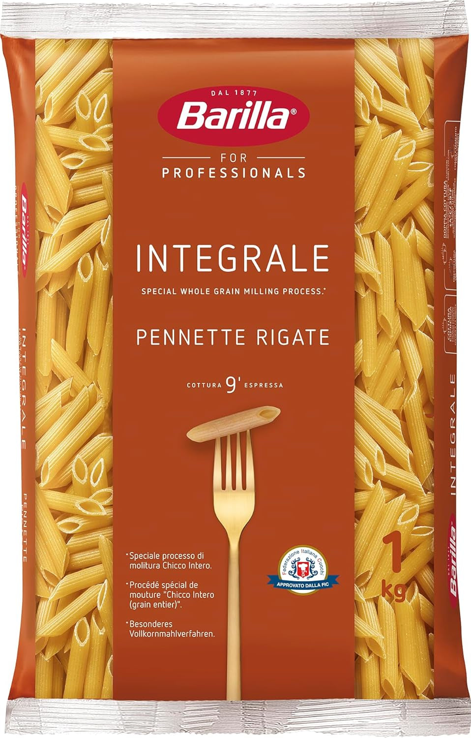 Barilla Pennette Rigate Vollkornnudeln, 9er Pack (9 x 1 kg)