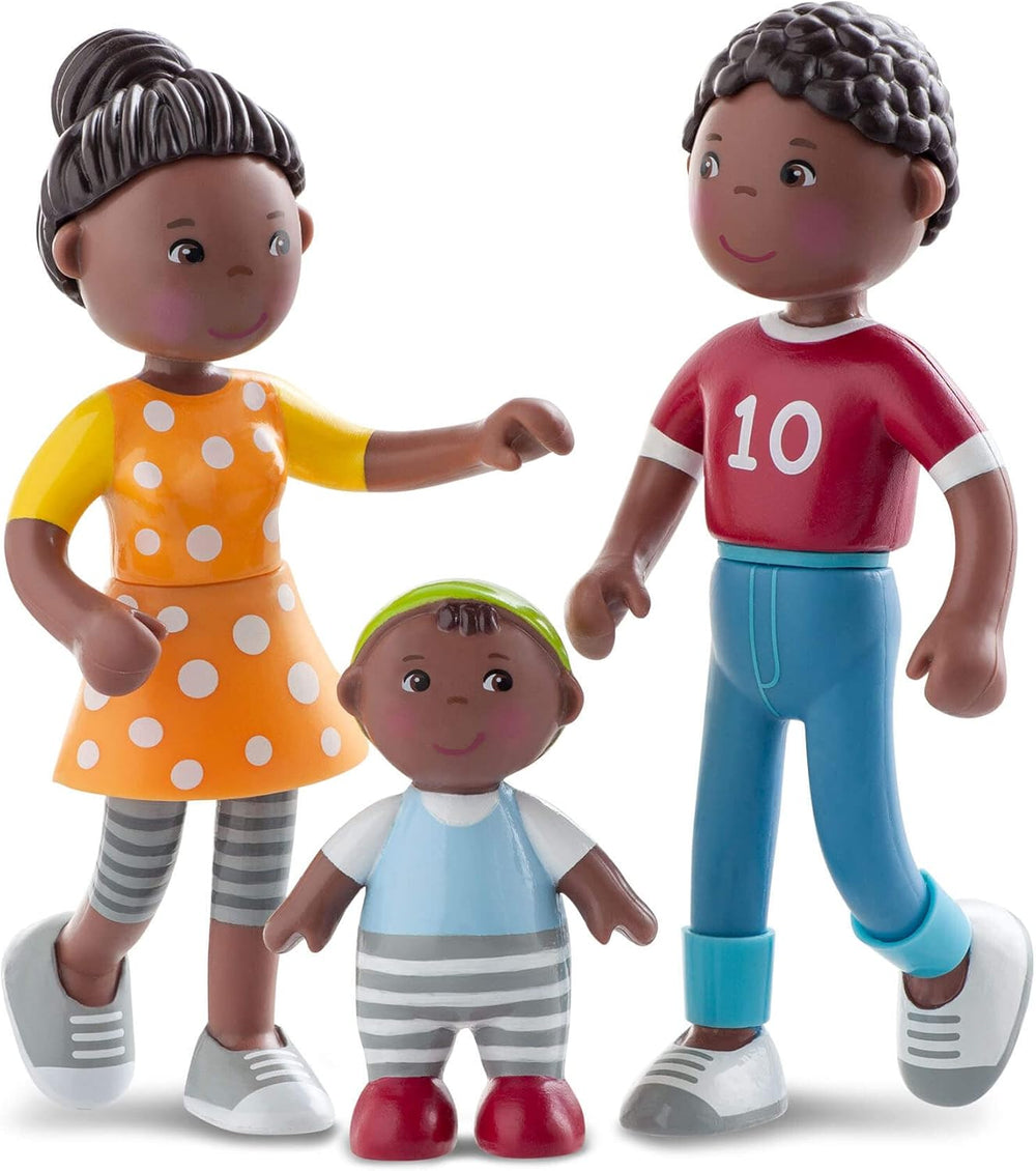 HABA 306696 - Set de joacă Little Friends Family Time, accesorii pentru păpușă flexibilă, vârste 3+