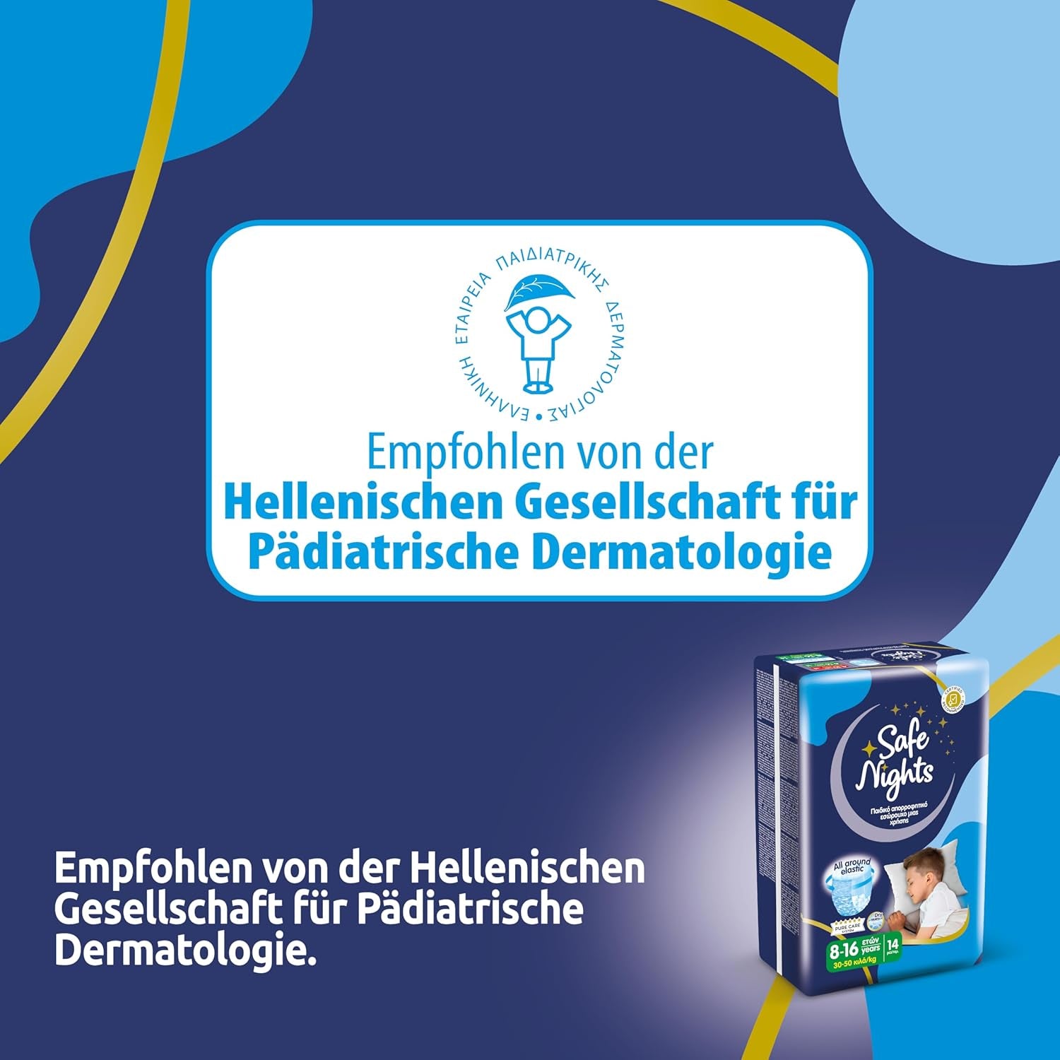 Safe Nights Boy, Nachthosen für 8–16 Jahre (30–50 kg), 84 Stück