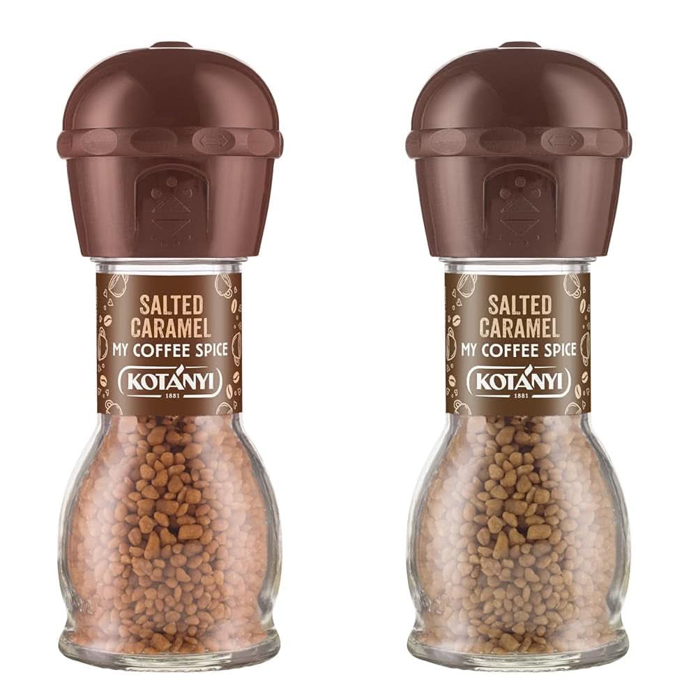 Topping für Kaffee Kotanyi Cacao Kiss | Wunderbare Schokolade mit feinen Schokoladenstückchen, 4er-Pack (4 x 63 Gramm) Naty Shop Salted Caramel 2 x 65 Gramm