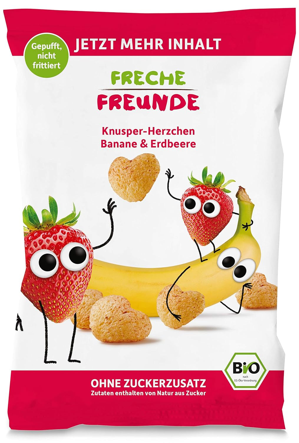100 % Erdbeer-Bio-Fruchtchips, gefriergetrocknete Erdbeerchips, Packung mit 12 Stück (12 x 12 g) und Crispy Hearts Banane und Erdbeere, Bio-Snack für Kinder und Babys (9 x 30 g), 270 g