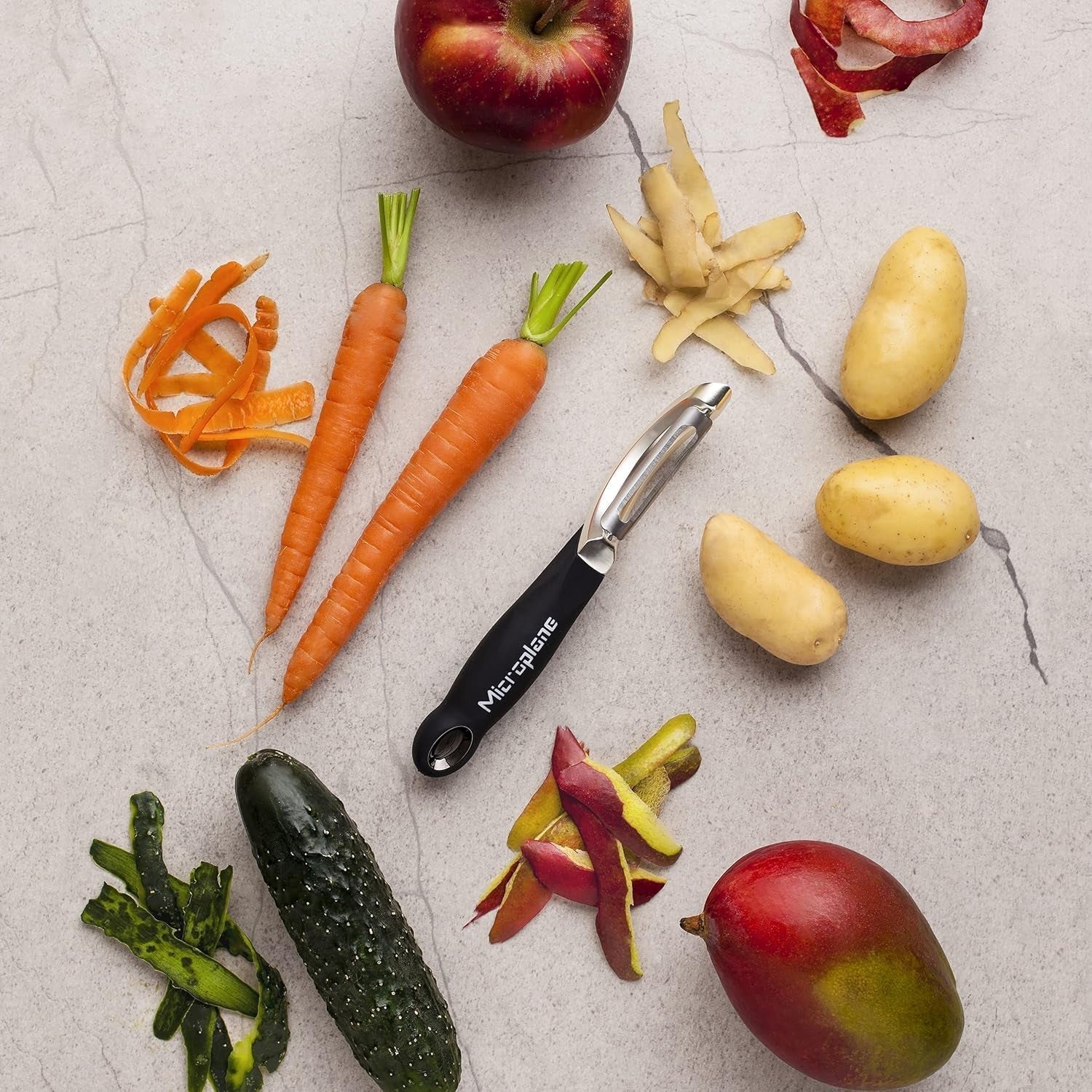 Naty Shop Microplane Professioneller Doppelklingen-Edelstahl-Beidhändigschäler