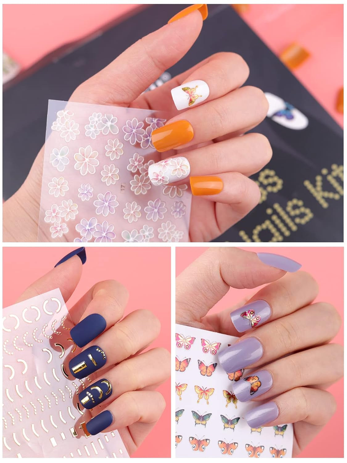 EBANKU 576 bucăți unghii scurte prin presare cu lipici de unghii, 12 culori unghii artificiale mate scurte, 8 unghii artificiale strălucitoare scurte, 4 unghii artificiale cu sclipici