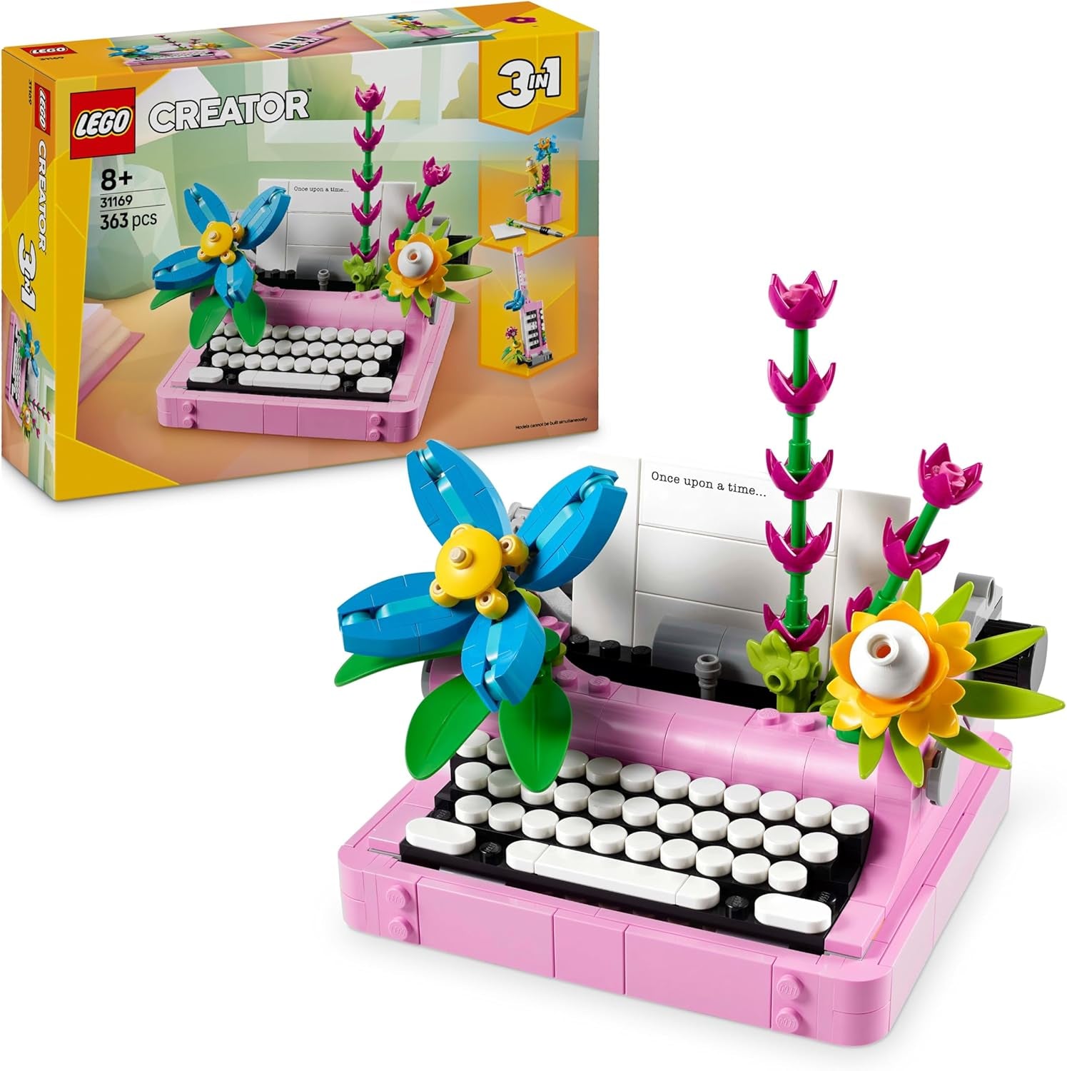 LEGO Creator 3-in-1-Spielzeug mit Blumen in der Gießkanne, Gummistiefel für 2 Vögel auf einer Stange, Tierset für Mädchen, Jungen und Kinder, mit 3 Schmetterlingsspielzeugen, tolles Schreibtischzubehör, Naturgeschenk 31149