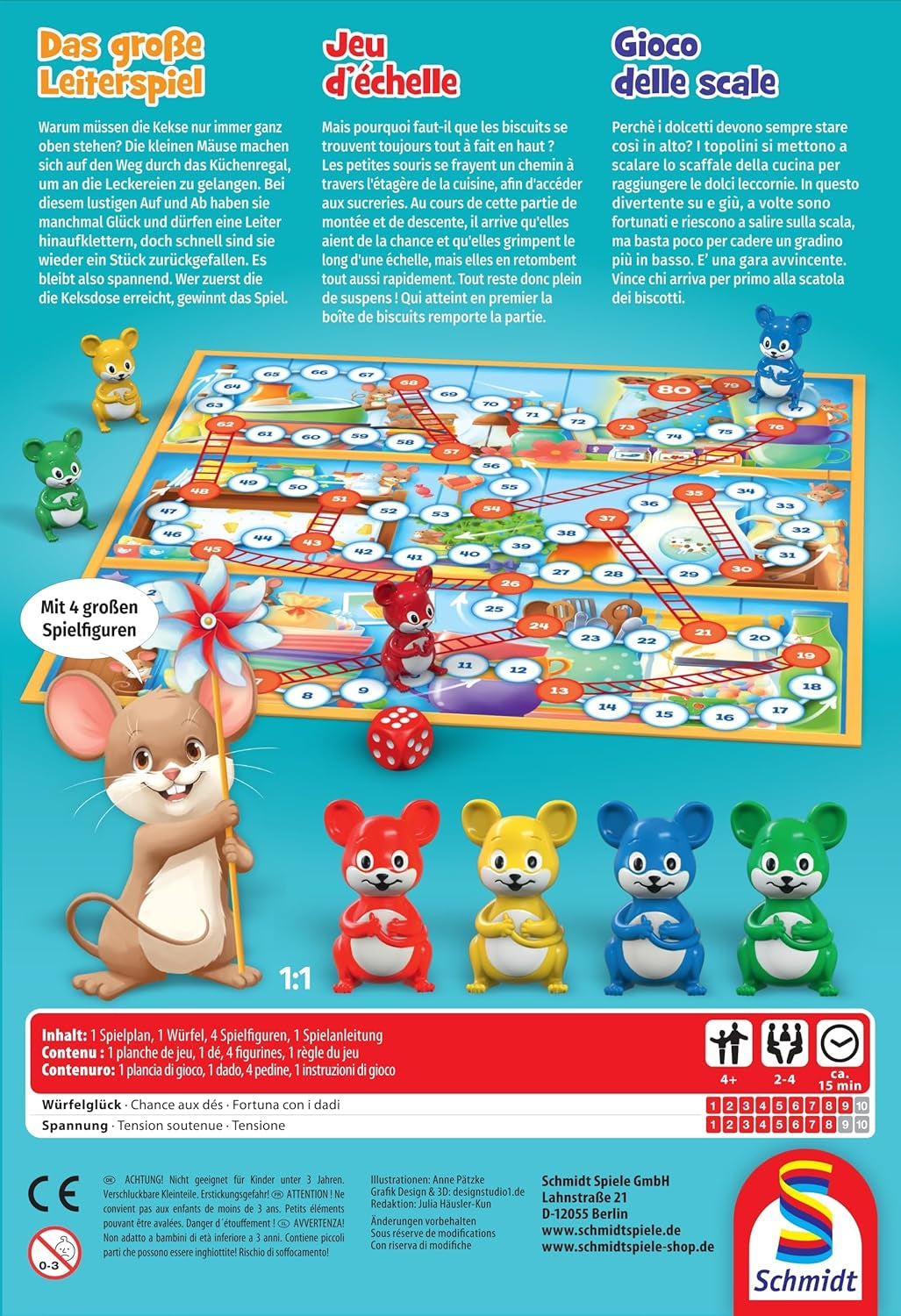 Schmidt Spiele 40553 Großes Leiterspiel, Spiel für Kinder, 52 x 36 cm