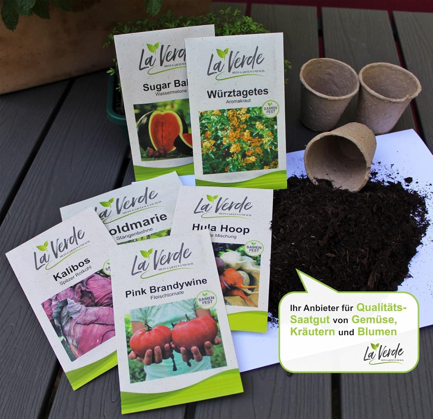 La Verde MEIN GARTEN UND ICH. Tagetes Bonita Blumensamen mischen für ca. 100 Pflanzen, langblühende Ringelblumen, gefüllte Blüten, gentechnikfreie Samen