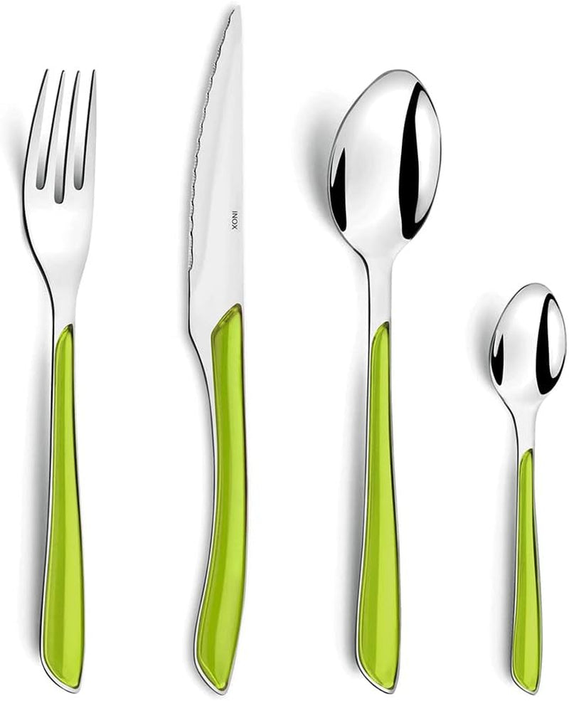 Amefa ECLAT set de tacâmuri NATURE, 24 de piese, 6 persoane Bucatarie Naty Shop Lucios monocrom Verde 24 de piese