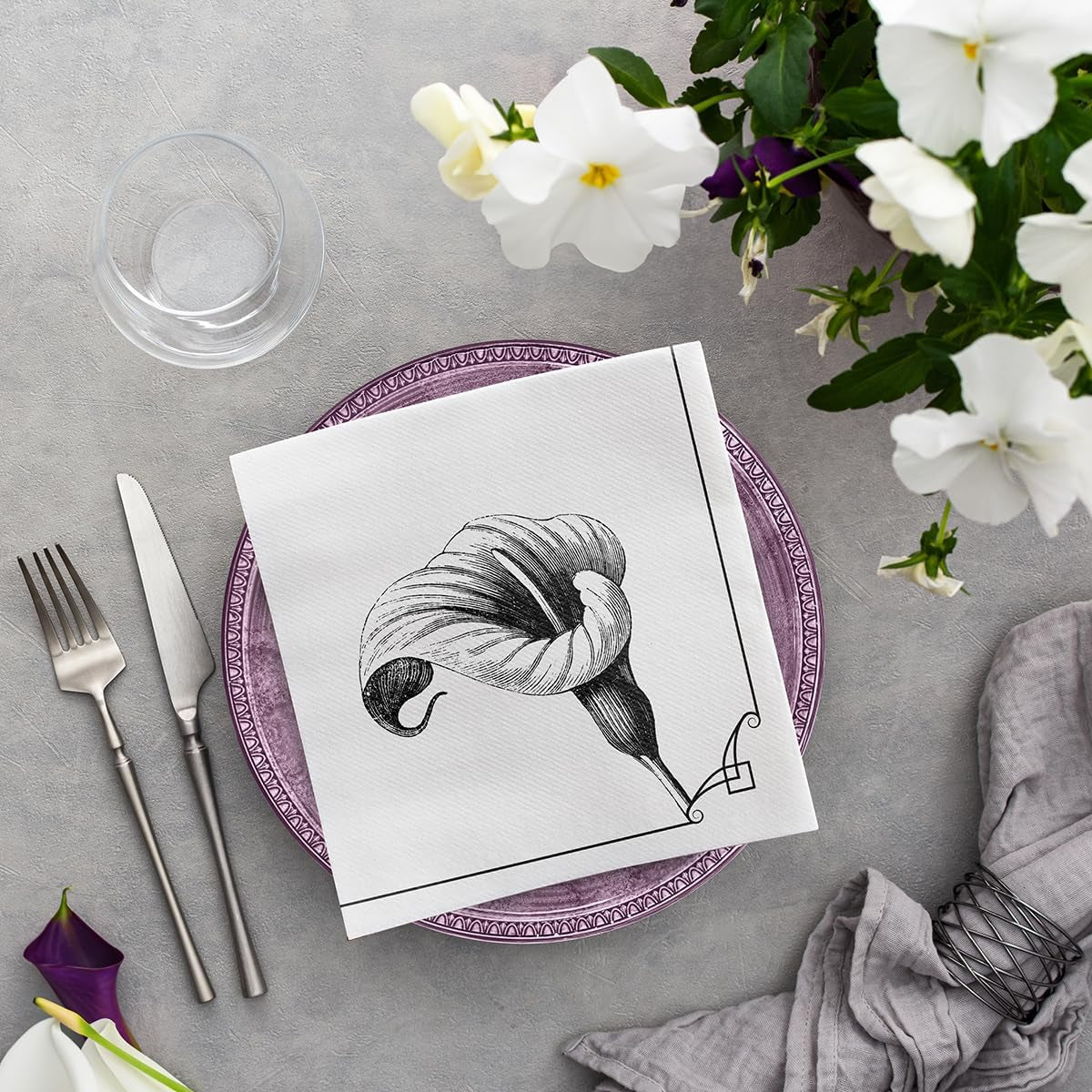 PAW - Șervețele Airlaid - Asemănătoare țesăturii (40 X 40 Cm) I 50 de bucăți I Pentru servicii funerare, ospăț funerar, înmormântare, rămas bun I Șervețele din pânză pentru decorarea mesei de înaltă calitate - Memory Flower I Memory Flower