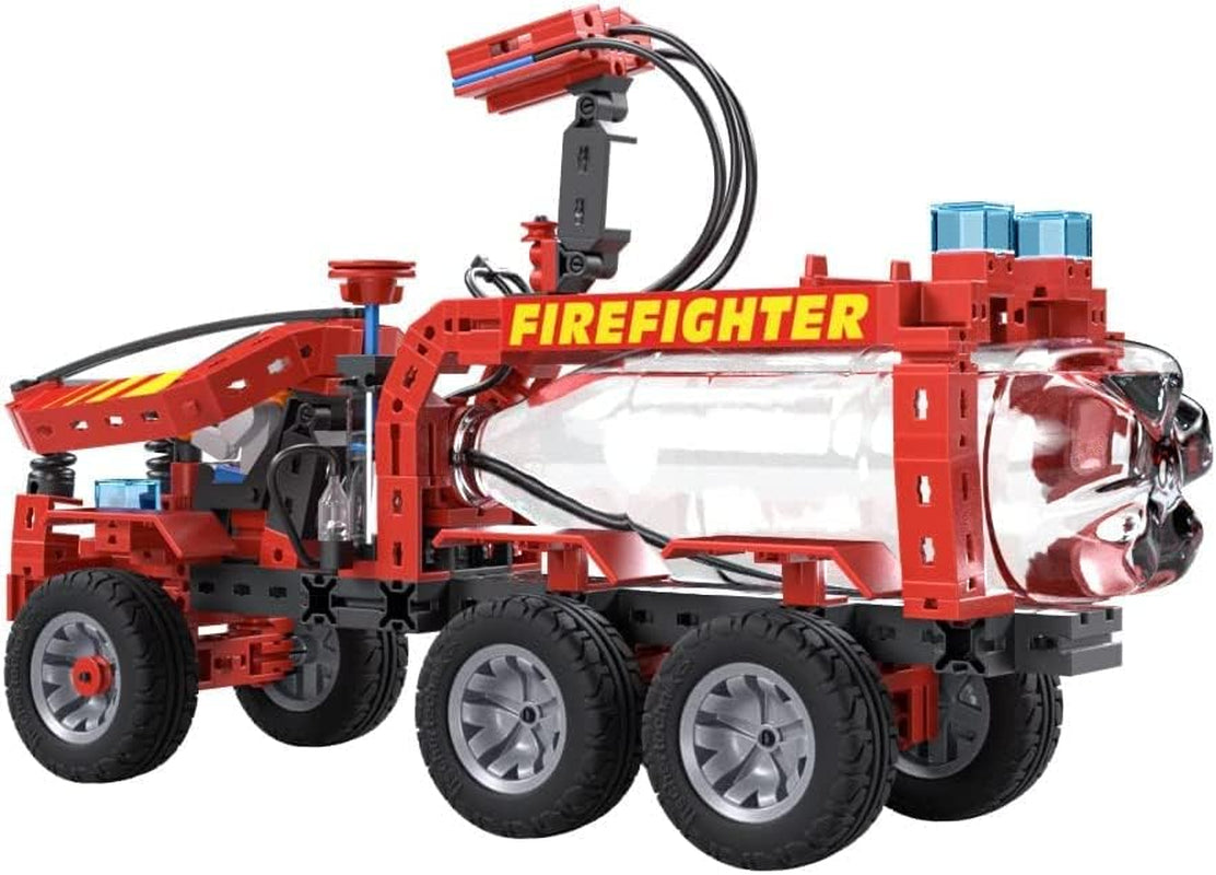 fischertechnik 564069 Advanced Firefighter – Bausatz für Kinder ab 7 Jahre, Experimentierbaukasten mit Feuerwehrauto & Spritzfunktion, fördert technisches Verständnis, Schwarz, Mittel