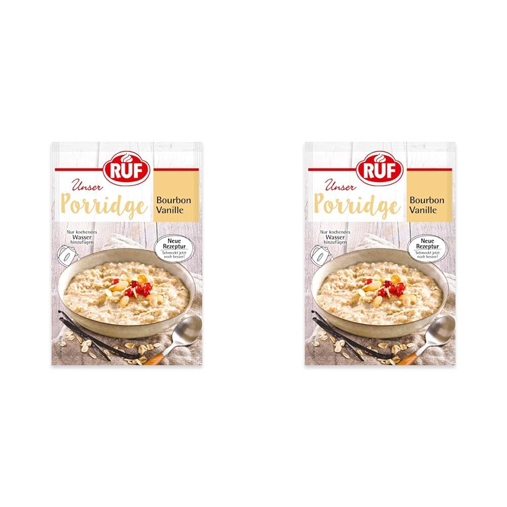 RUF Instant-Haferflocken mit Erdbeeren und Vanille, eine Sommermahlzeit mit Hafer, in 3 Minuten fertig, 1 Beutel x 65 g