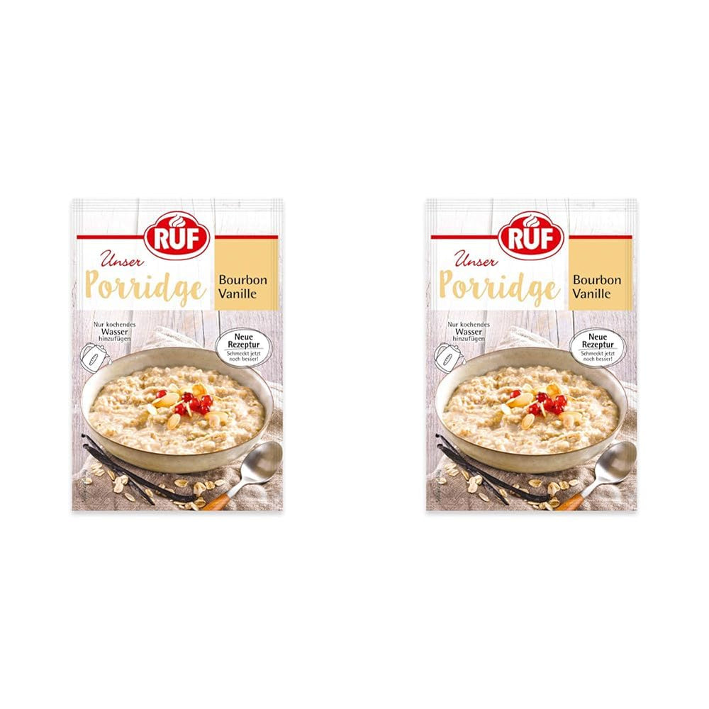 RUF Instant-Haferflocken mit Erdbeeren und Vanille, eine Sommermahlzeit mit Hafer, in 3 Minuten fertig, 1 Beutel x 65 g