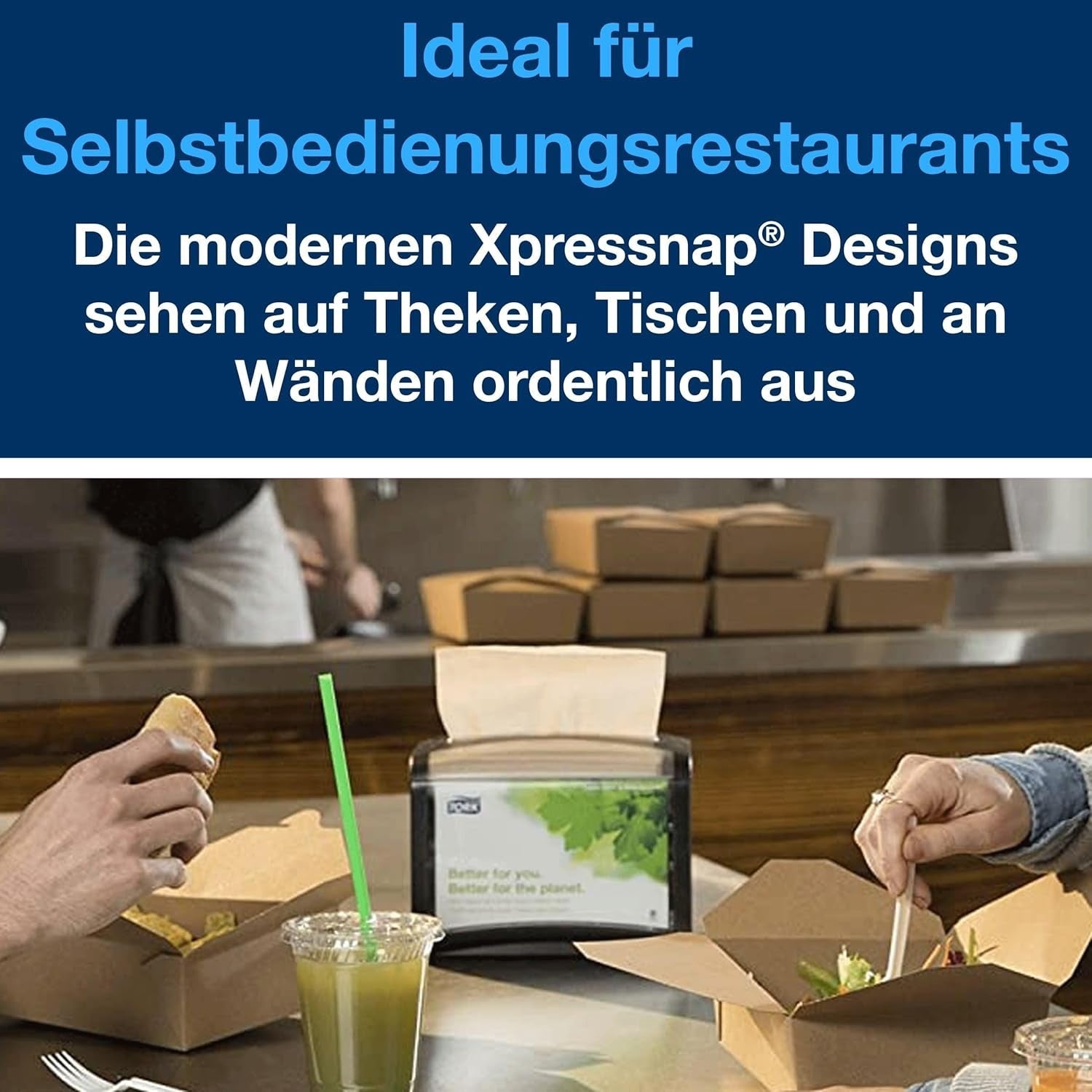 Șervețel dispenser Tork Xpressnap Extra Soft Nature N4, Premium, 1/2 ori 2 straturi, 21,3 cm X 16,5 cm, 8 × 1.000 șervețele, 12880