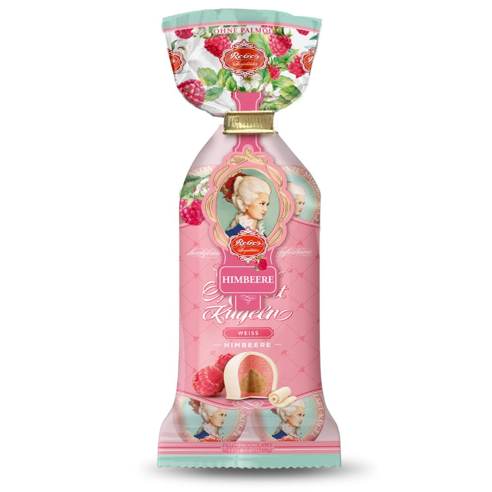 Reber Mozartkugeln mit Zartbitterschokolade, 6er Pack mit Marzipan und Nougat, vegan – 1 x 120 g