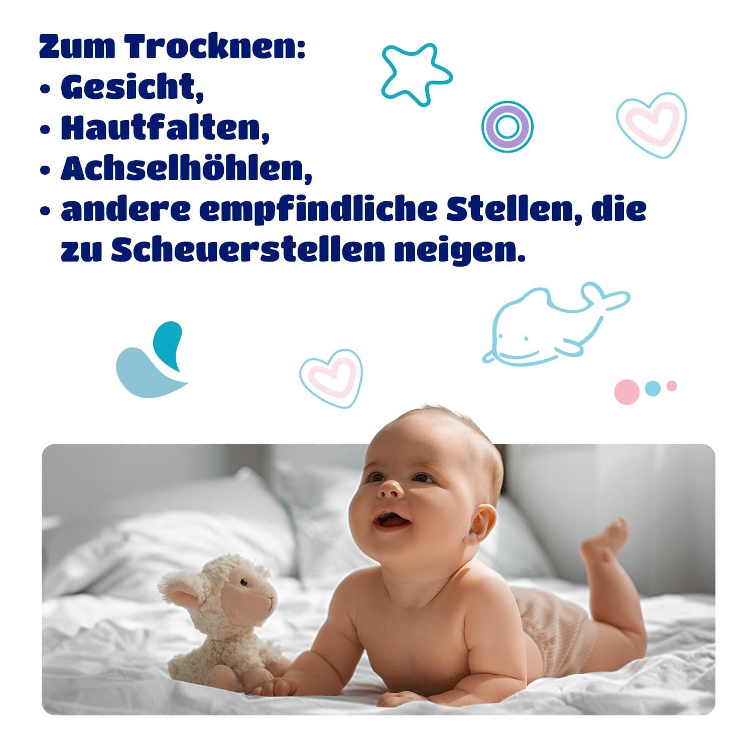 Kindii Pure Baby Pads – 100 % Baumwolle – Große quadratische Pads für empfindliche Haut – Ersetzt Feuchttücher – Weich – Weiche Kanten Baby-Feuchttücher Naty Shop