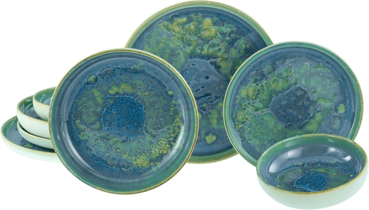 Creatable, 22447, seria Yuki, set de veselă pentru 2 persoane, set de farfurii din gresie, potrivit pentru mașina de spălat vase și cuptorul cu microunde, fabricat în Europa