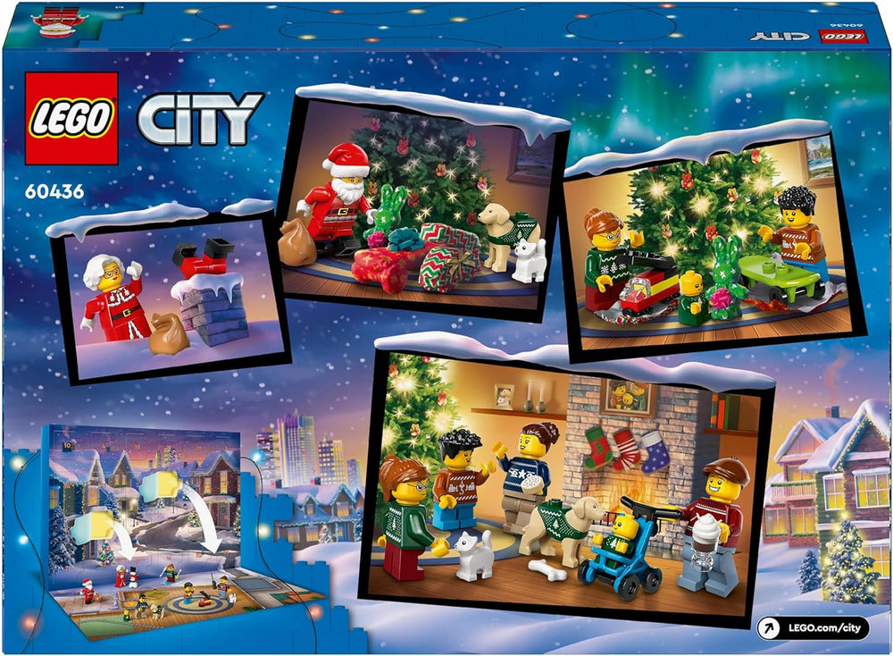 LEGO City Adventskalender 2024, Adventsgeschenk für Kinder ab 5 Jahren, 24 Überraschungen, Minifiguren in Weihnachtsoveralls, Weihnachtsmann und Frau Weihnachtsmann, Weihnachtsgeschenk 60436 Bausets Besuchen Sie den LEGO-Store