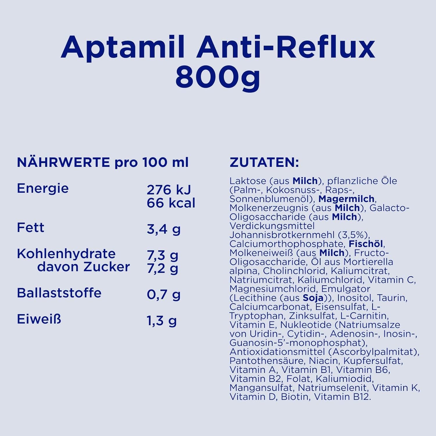 Aptamil Anti-Reflux – Komplette Formel von Geburt an, diätetische Behandlung, Erbrechen und Aufstoßen, Babynahrung, Milchpulver, 1 x 800 g