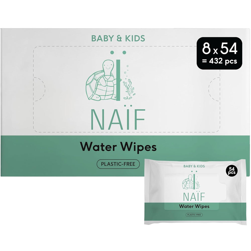 Naïf Baby-Feuchttücher ohne Plastik, 54 Stück (1 Packung x 54 Stück) – für Po, Körper und Gesicht des Babys – natürliche Inhaltsstoffe