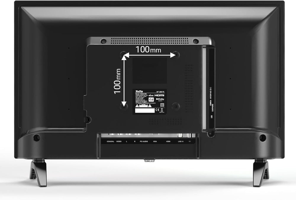 Televizor LED HD TuTu de 24 de inci (60 cm) cu tuner triplu (DVB-T/T2-CS/S2), player media USB, HDMI, VGA, CI/CI+, mod hotel (2024, 220 volți)