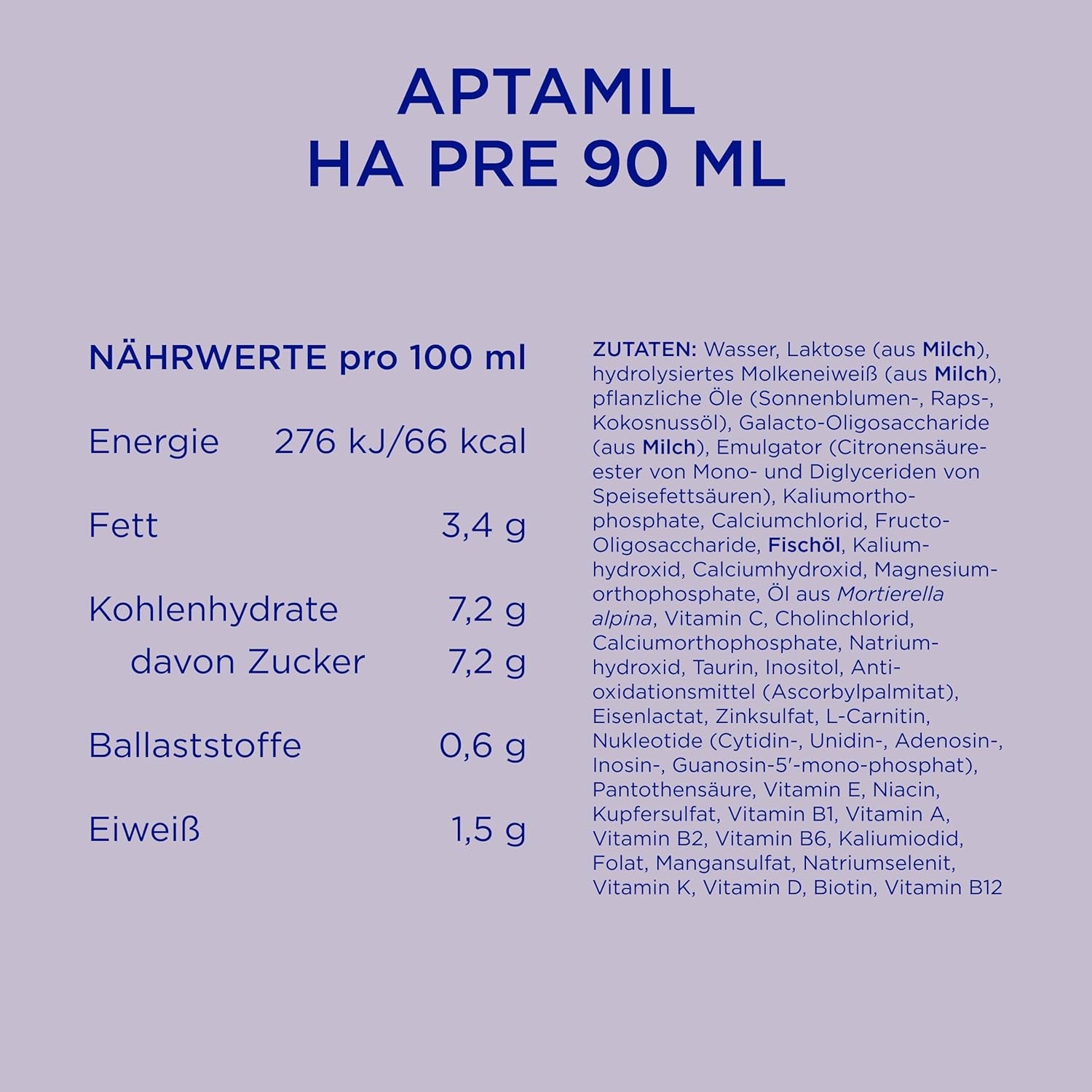 Aptamil HA Pre Ready to Drink – Hydrolysierte Milch für Säuglinge ab der Geburt – 4 x 2 x 90 ml