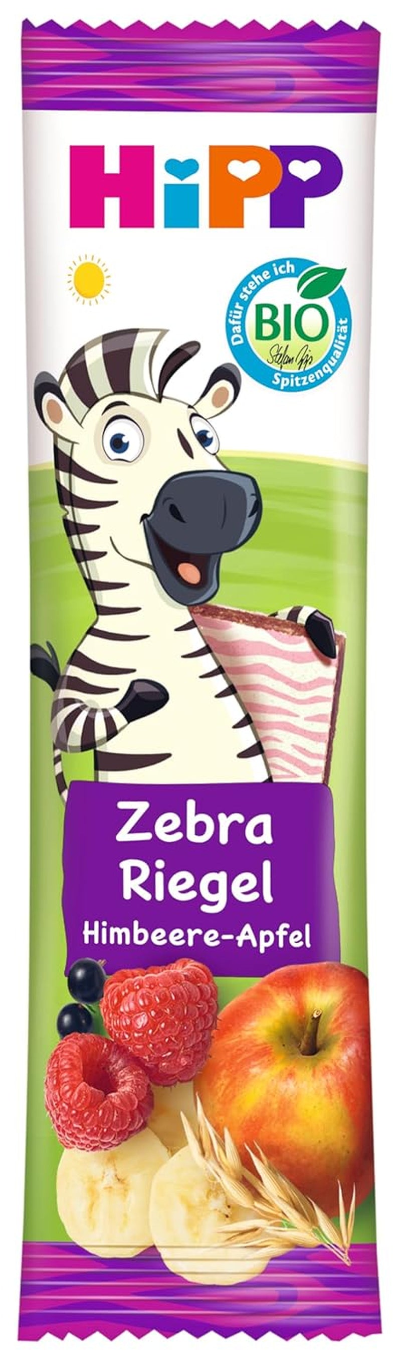 HiPP Zebra-Banane-Apfel-Himbeer-Geschmacksriegel (22 x 23g), ab 1 Jahr, nur mit Früchten gesüßt, beste Bio-Qualität