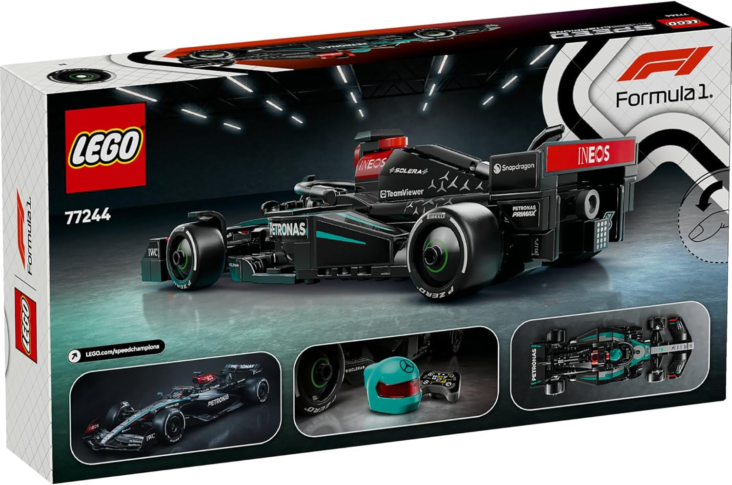 LEGO Speed Champions Mercedes-Amg F1 W15 Race Car - Jucărie cu minifigurină Formula 1 - Model de mașină de colecționat și construit - Cadou pentru băieți și fete 10+ sau fani adulți 77244 Seturi de constructie Besuche den LEGO-Store