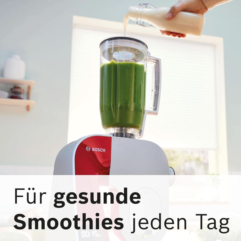 Küchenmaschine Bosch Serie 4 MUM5X720, integrierte Waage, Edelstahlschüssel 3,9 l, Mixer 1,25 l, 1000 W, Zubehör für Lebensmittel und Stillen, Bebe Naty Shop
