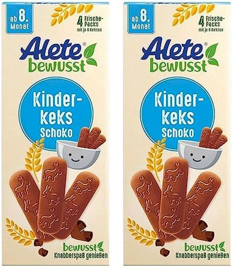 Alete bewusst Schokolade mit Keksen für Kinder, ab dem 8. Monat, Mutter und Kind Naty Shop Einzel-Pack 1 X 180 G (Packung Mit 2)
