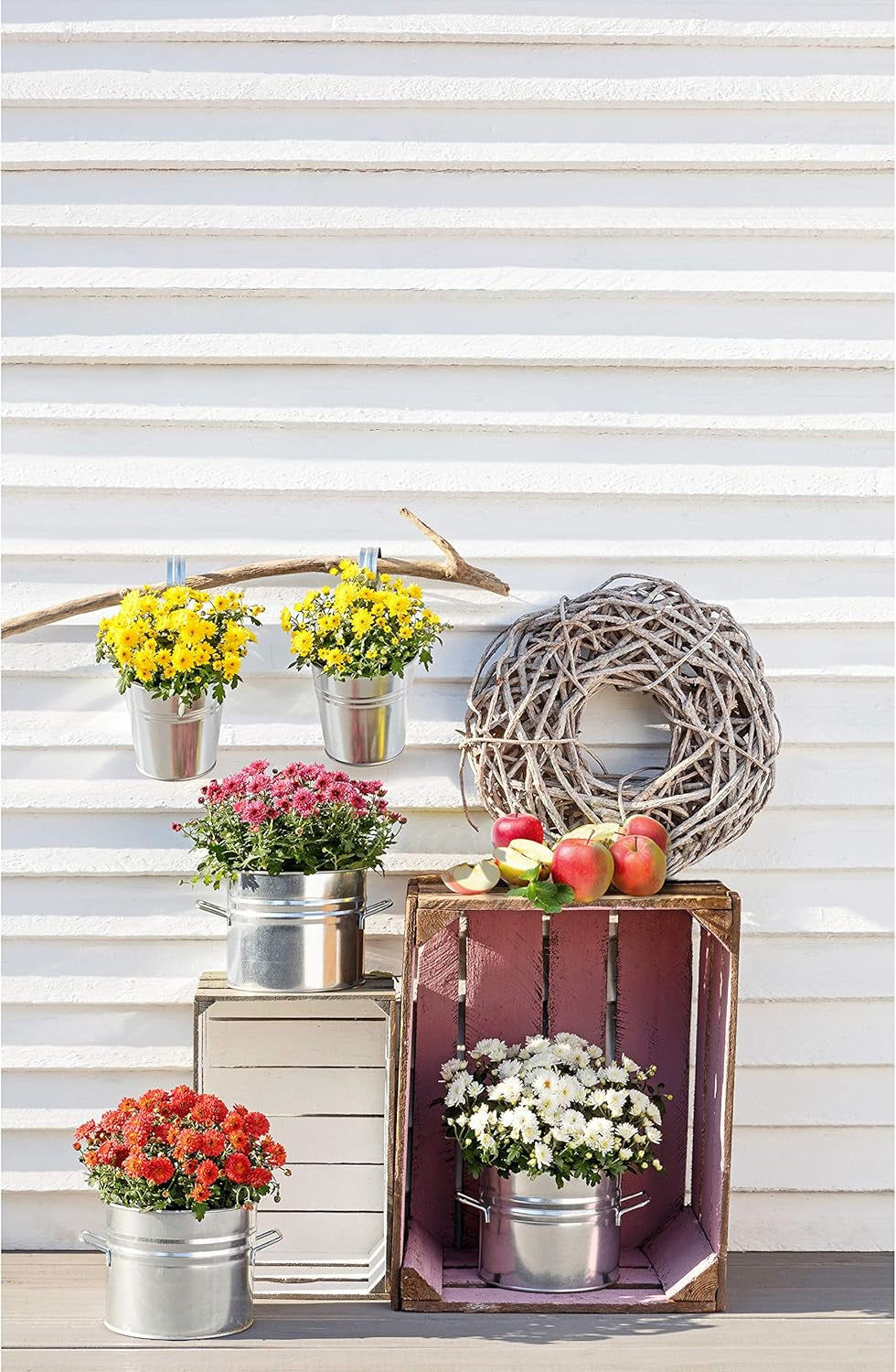 Ghiveci Dehner cu suport pentru mâner, Ø 14 cm, înălțime 14 cm, zinc, argintiu