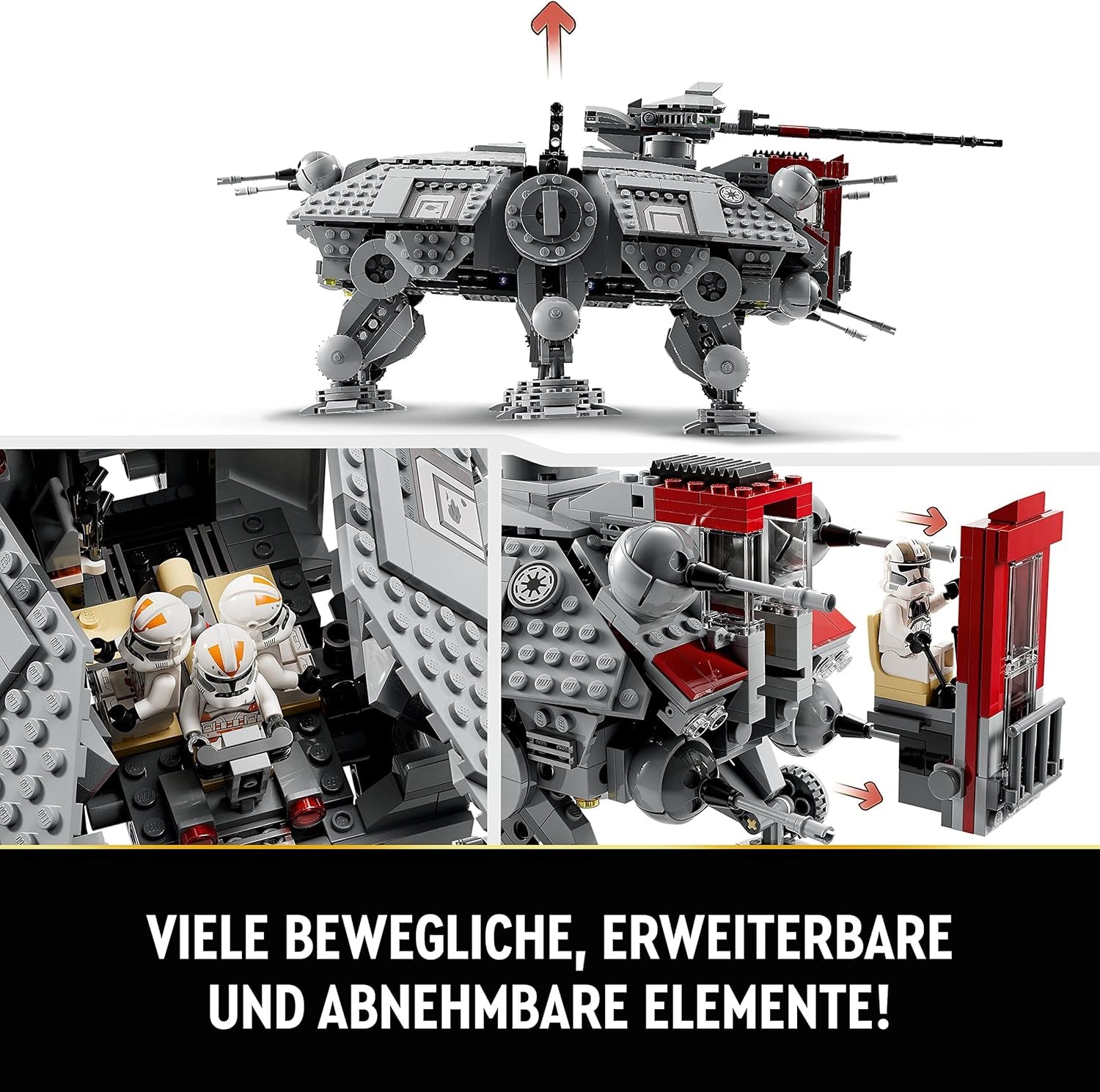 LEGO Star Wars At-Te Walker Mobiles Spielzeugmodell-Minifigurenset mit 3 Clone Troopers, Battle Droids und Dwarf Spider Droid 75337 Building Sets Besuchen Sie den LEGO-Store