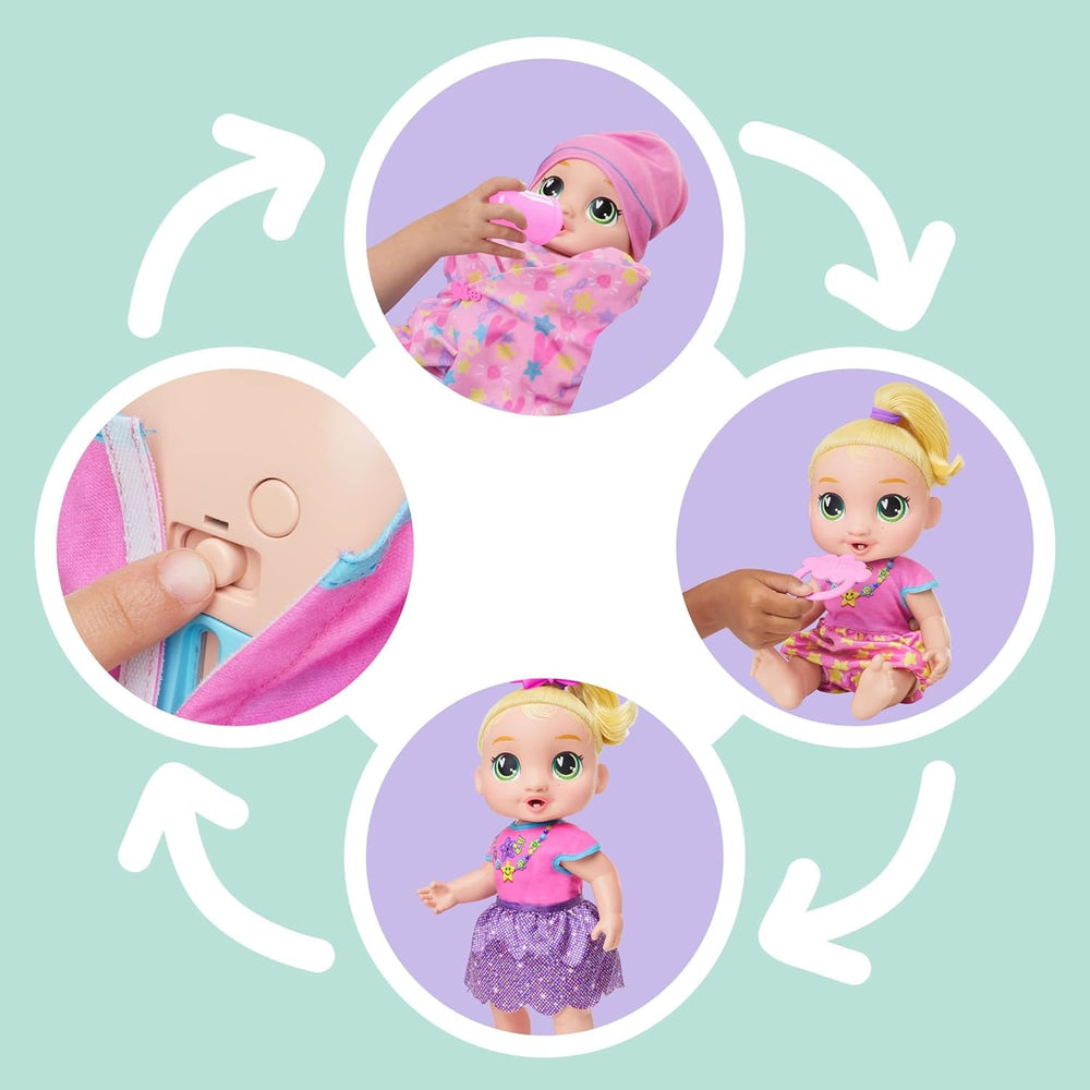 Baby Grows Up Puppe LaLa GooGoo – interaktive sprechende Babypuppe mit Wachstum (25–35 cm), 75+ Geräusche, 6 Meilensteine, Spielzeug für Kinder ab 3 Jahren